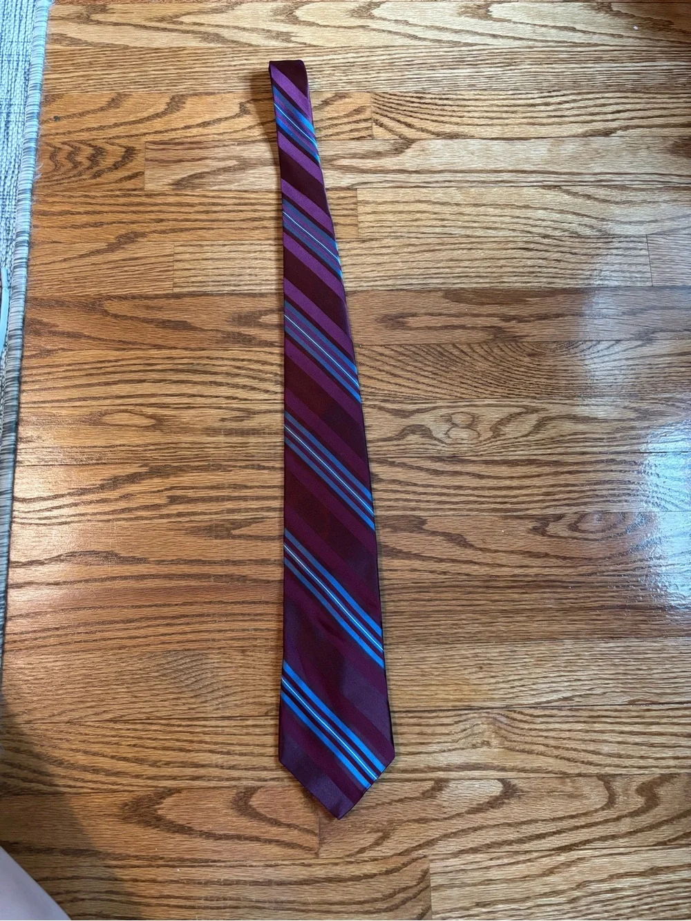Pronto Uomo 100% Silk Burgundy Blue Striped Tie